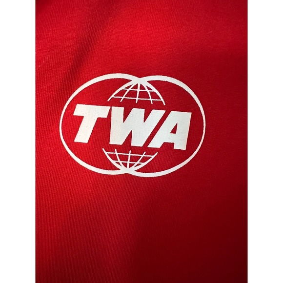 TWA Hotel Tracksuit Varsity Jacket Red Cotton Snap Front Bomber Mens Large - Picture 5 of 11